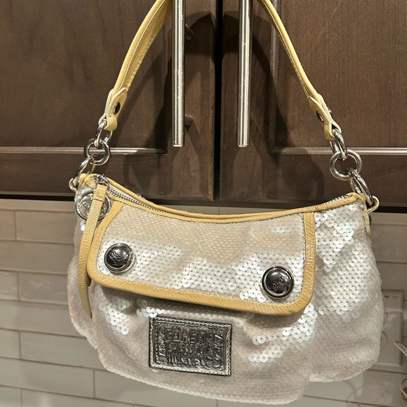 Coach x Poppy Sequin Shoulder Bag with Yellow Trim-LIMITED EDITION - Picture 8 of 13